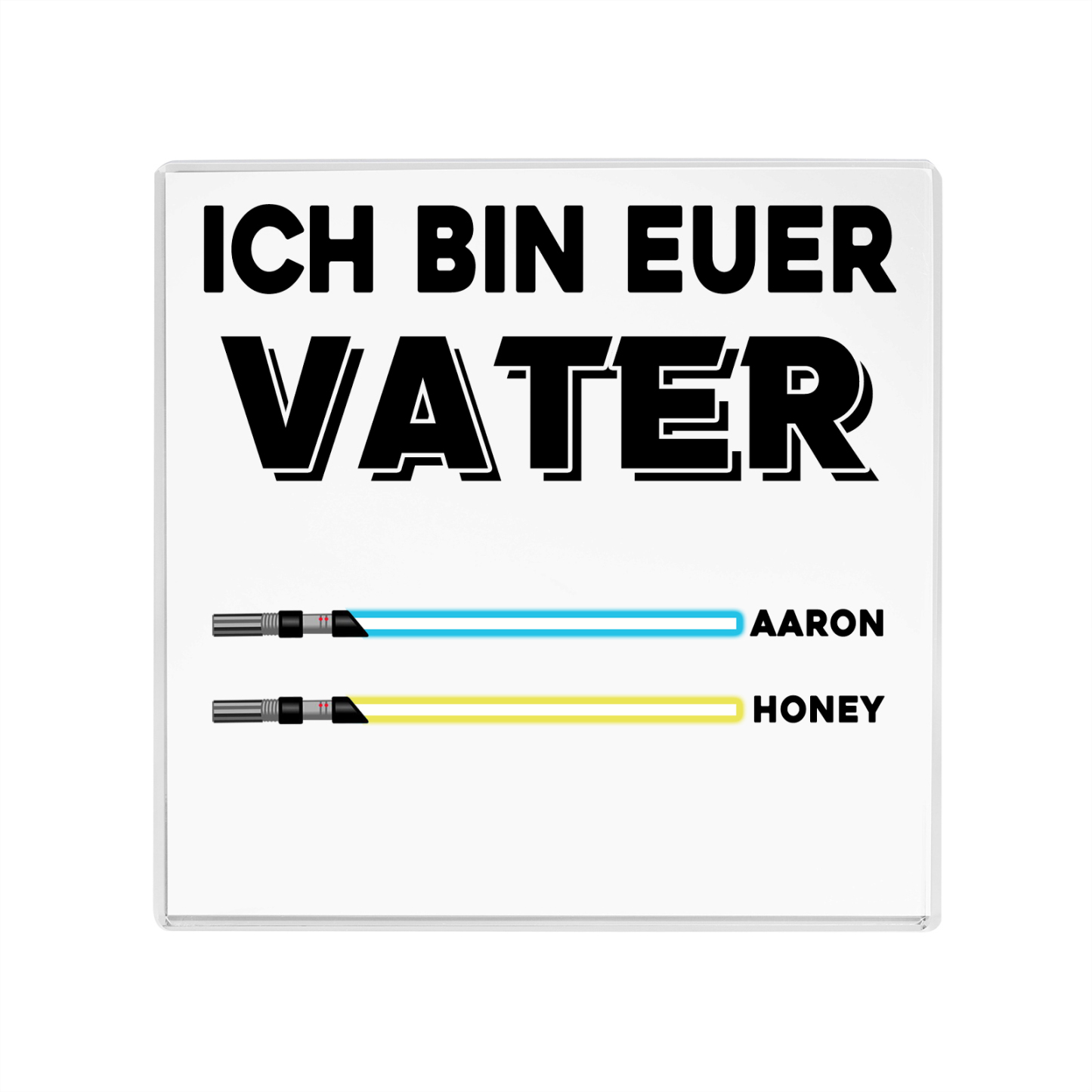 Quadrat Acryl-Deko Personalisierte mit 2 Name & 1 Text  Schreibtischdekoration für Vater