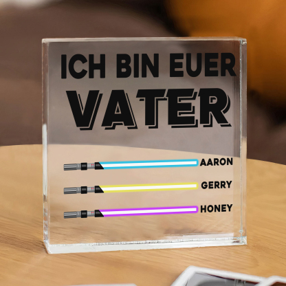 Quadrat Acryl-Deko Personalisierte mit 3 Name & 1 Text  Schreibtischdekoration für Vater