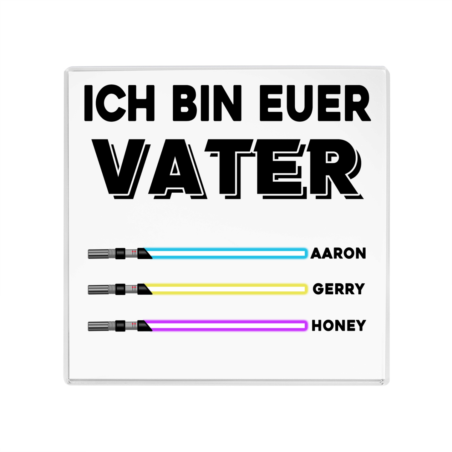 Quadrat Acryl-Deko Personalisierte mit 3 Name & 1 Text  Schreibtischdekoration für Vater