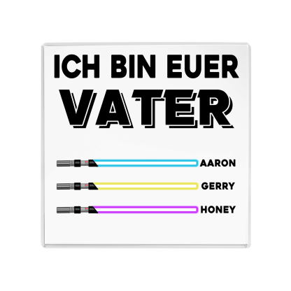 Quadrat Acryl-Deko Personalisierte mit 3 Name & 1 Text  Schreibtischdekoration für Vater