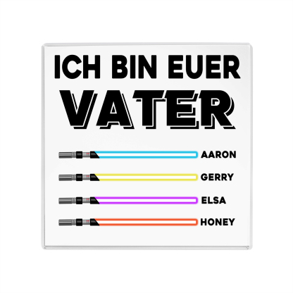 Quadrat Acryl-Deko Personalisierte mit 4 Name & 1 Text  Schreibtischdekoration für Vater