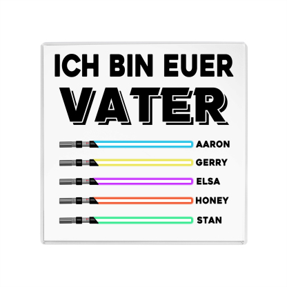 Quadrat Acryl-Deko Personalisierte mit 5 Name & 1 Text  Schreibtischdekoration für Vater