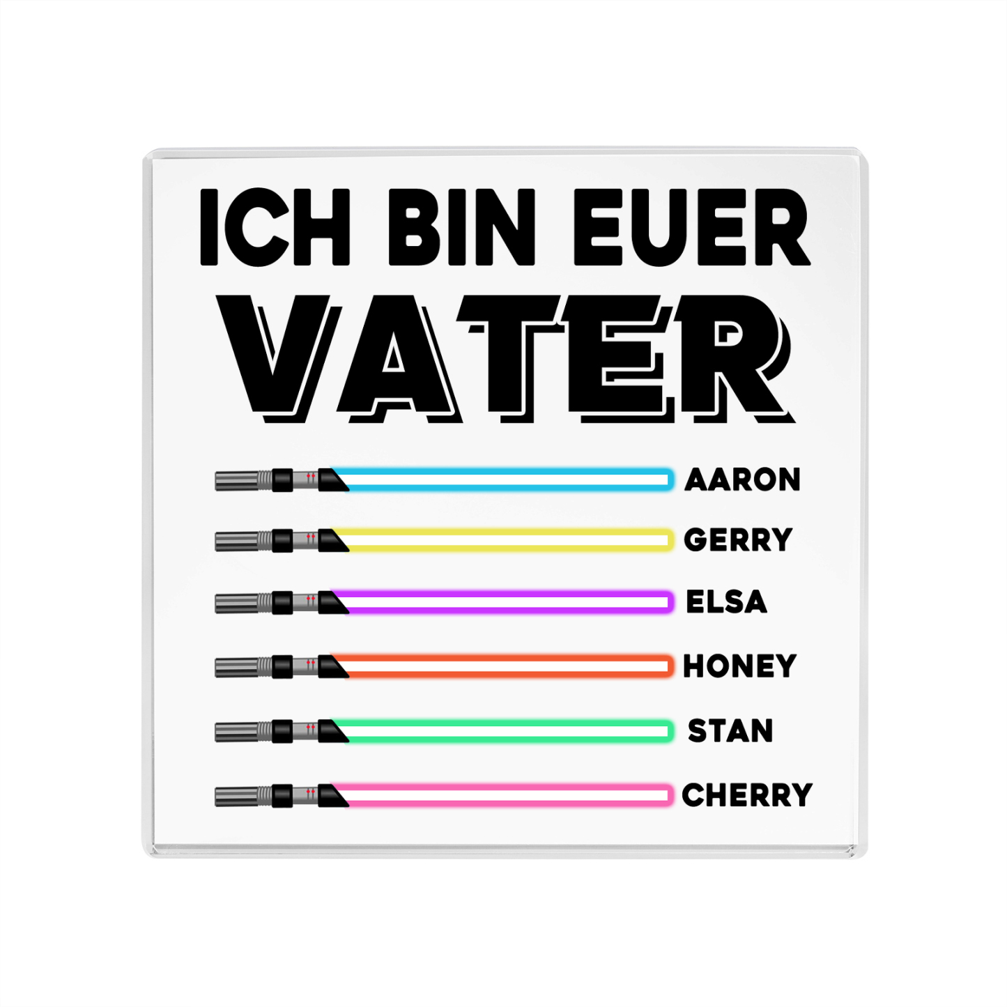 Quadrat Acryl-Deko Personalisierte mit 6 Name & 1 Text Schreibtischdekoration für Vater