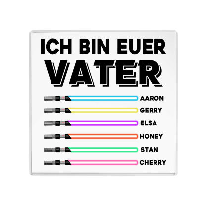 Quadrat Acryl-Deko Personalisierte mit 6 Name & 1 Text  Schreibtischdekoration für Vater
