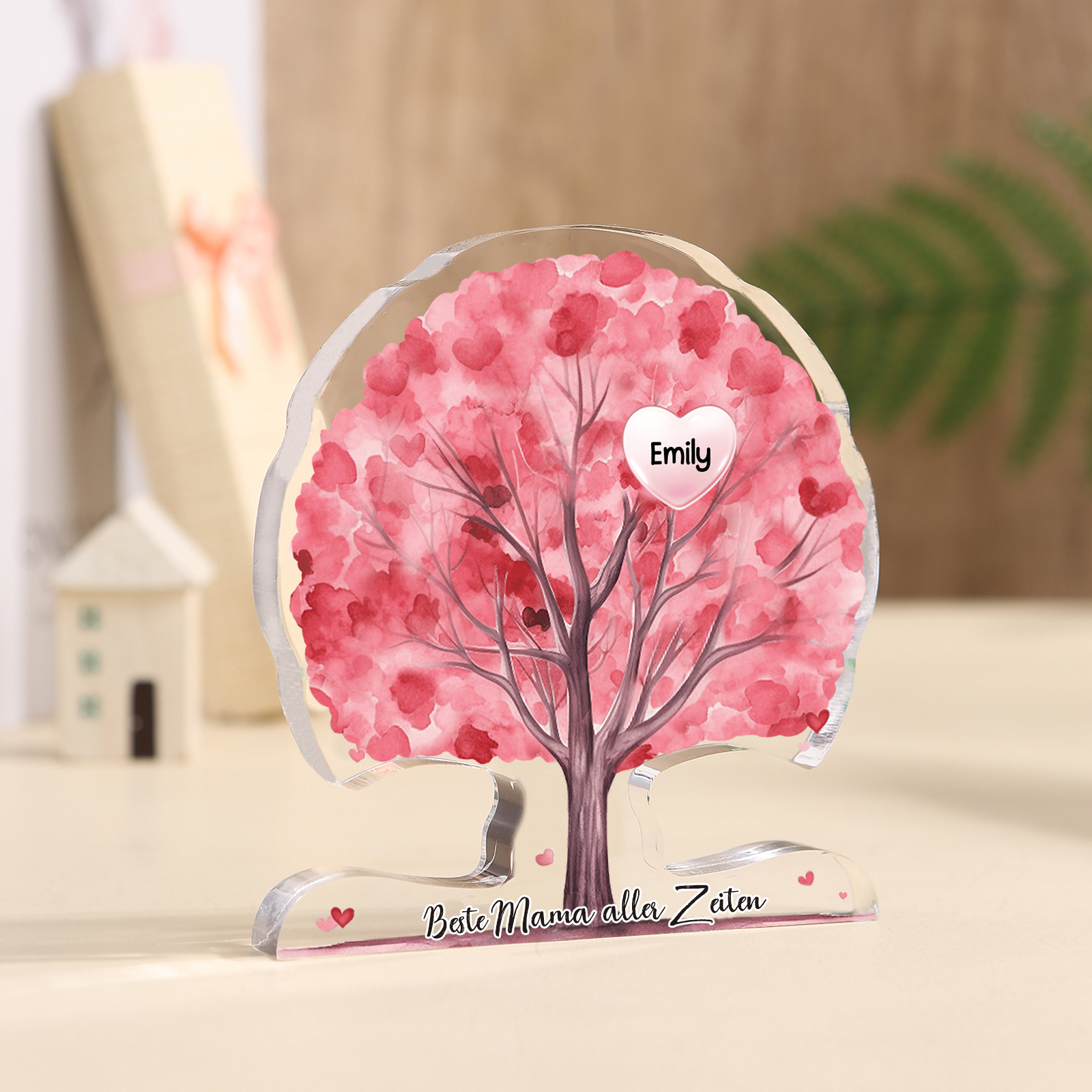 Acryl-Deko mit Personalisierte 1 Name & Text Baum Schreibtischdekoration für Mama/Mutter