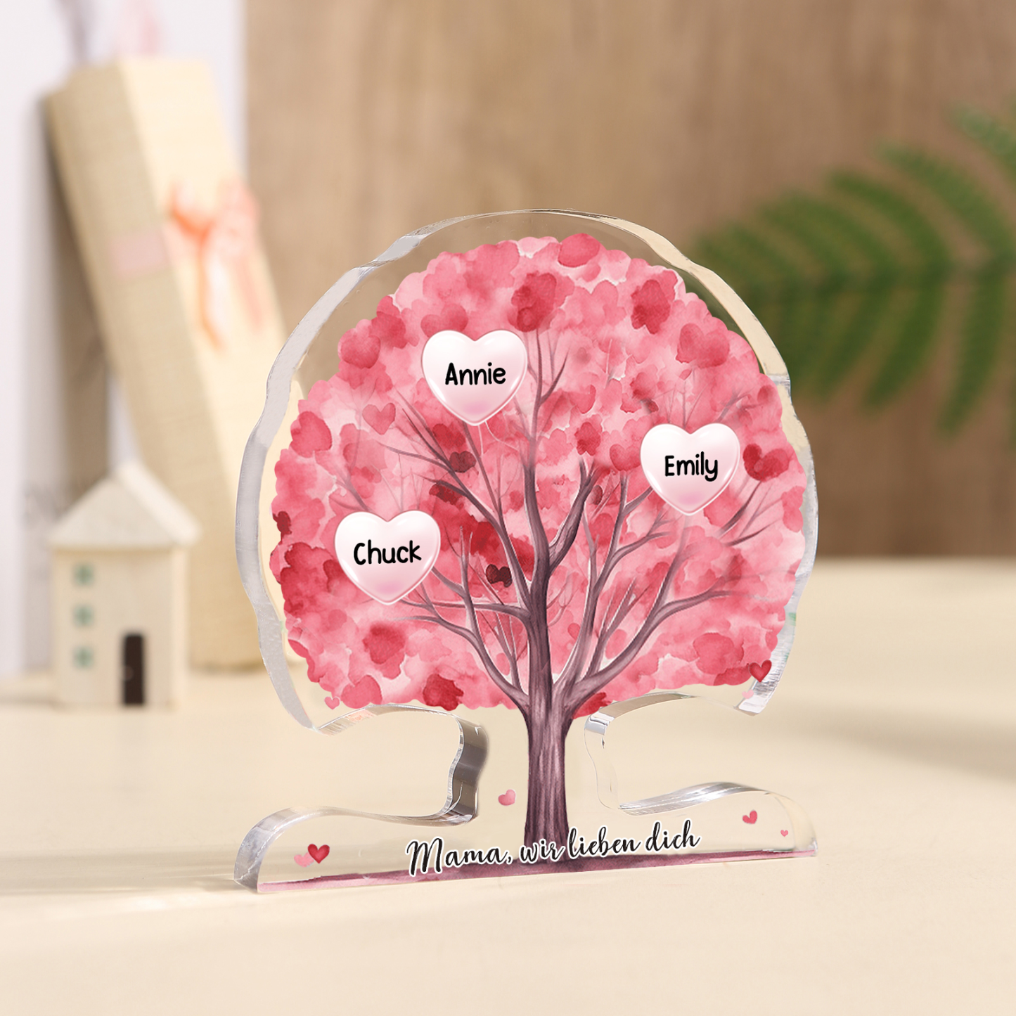Kettenmachen Acryl-Deko mit Uhr-Personalisierte 7 Namen & Text Elefant Schreibtischdekoration für Familie 28.99