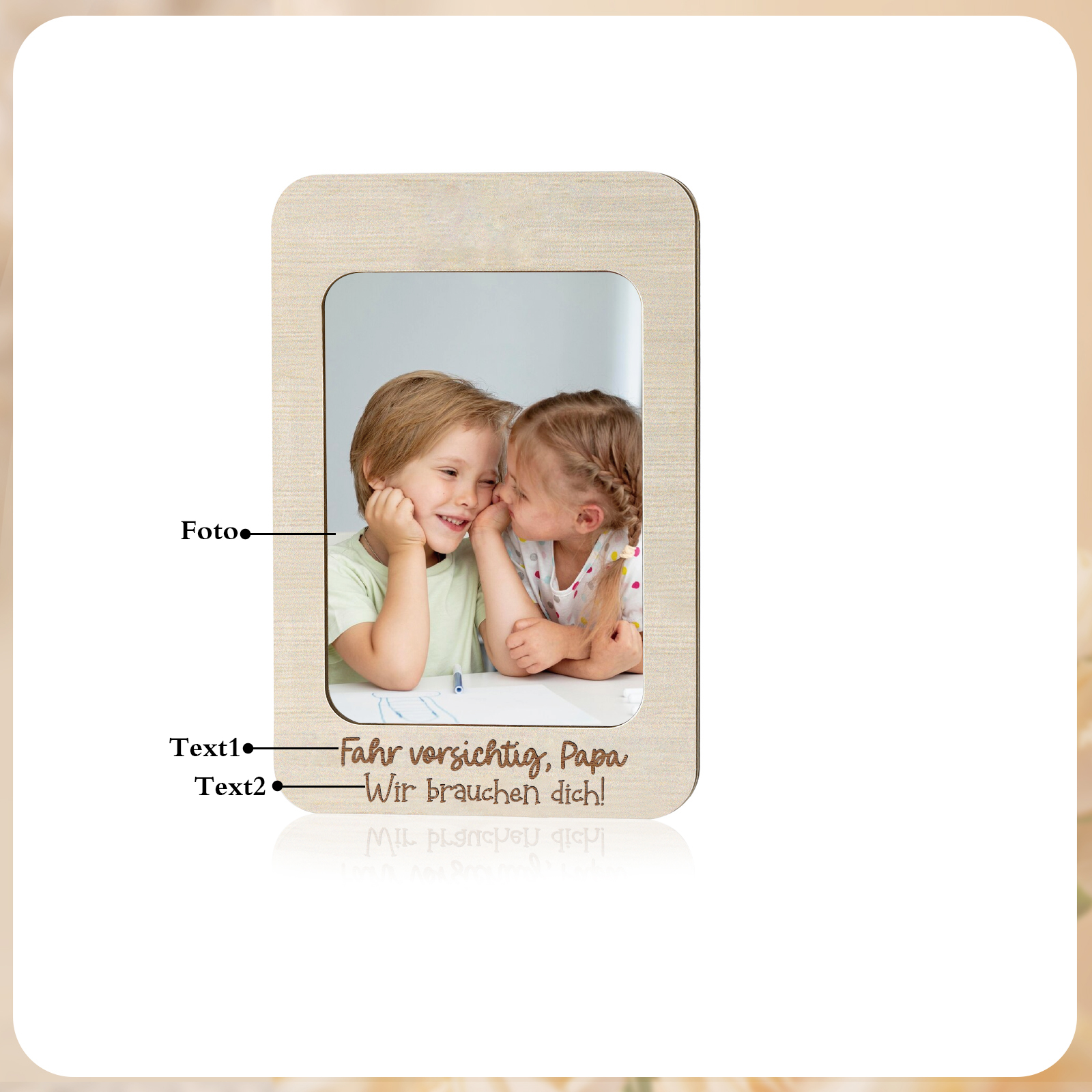 Personalisierter mit 1 Foto & 2 Texte Holzanhänger fürs Auto – Ein einzigartiges Erinnerungsstück 