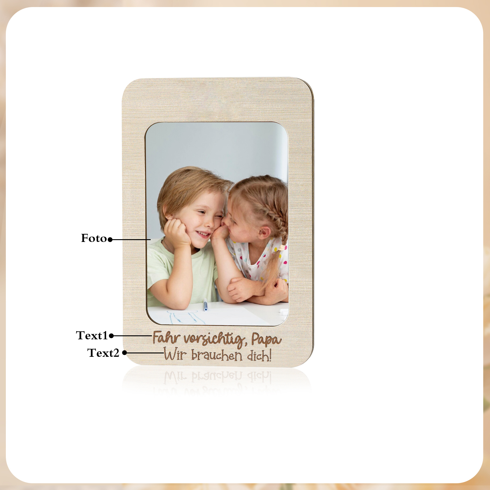 Personalisierter mit 1 Foto & 2 Texte Holzanhänger fürs Auto – Ein einzigartiges Erinnerungsstück 