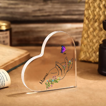 Personalisierte 1 Namen & Text Acryl-Deko mit Schmetterling Schreibtischdekoration für Mutter/Großmutter