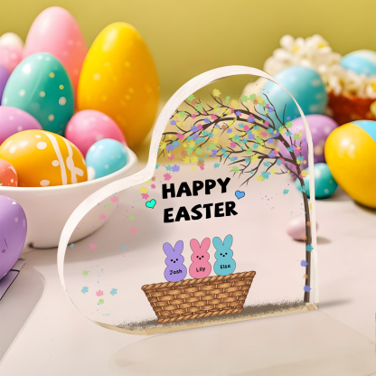 Personalisierbarer 1 Text &  Namen Ostern Herz-Acryl-Deko mit Hase