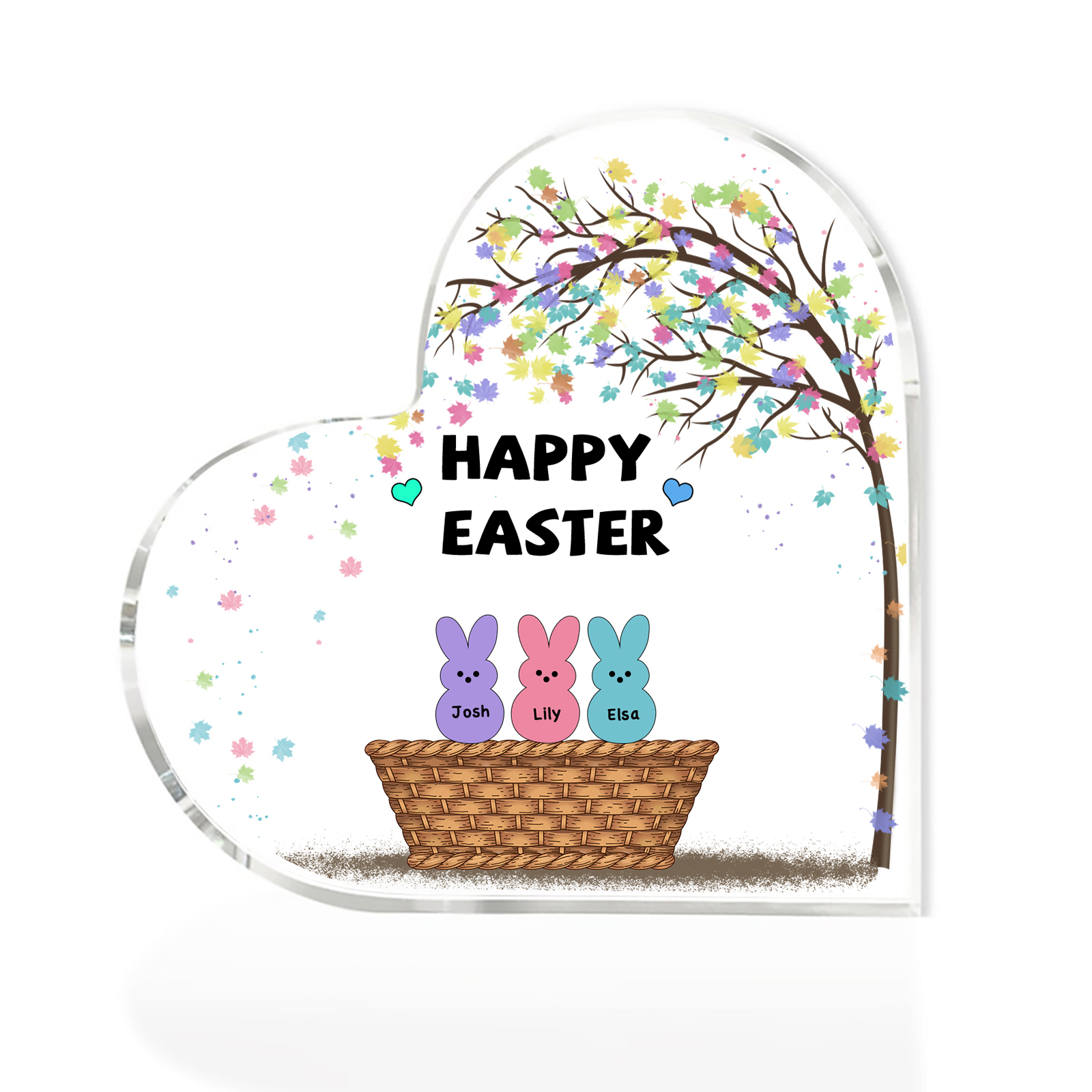 Personalisierbarer 1 Text &  Namen Ostern Herz-Acryl-Deko mit Hase