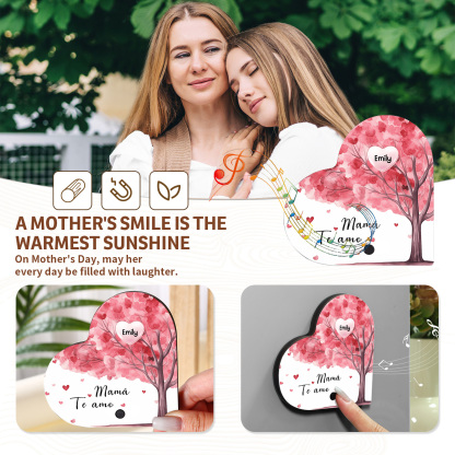 Herz Personalisiertes 1 Name & Text & Lied farbige Acryl Kühlschrankmagnet mit Musikfunktion & Stammbaum