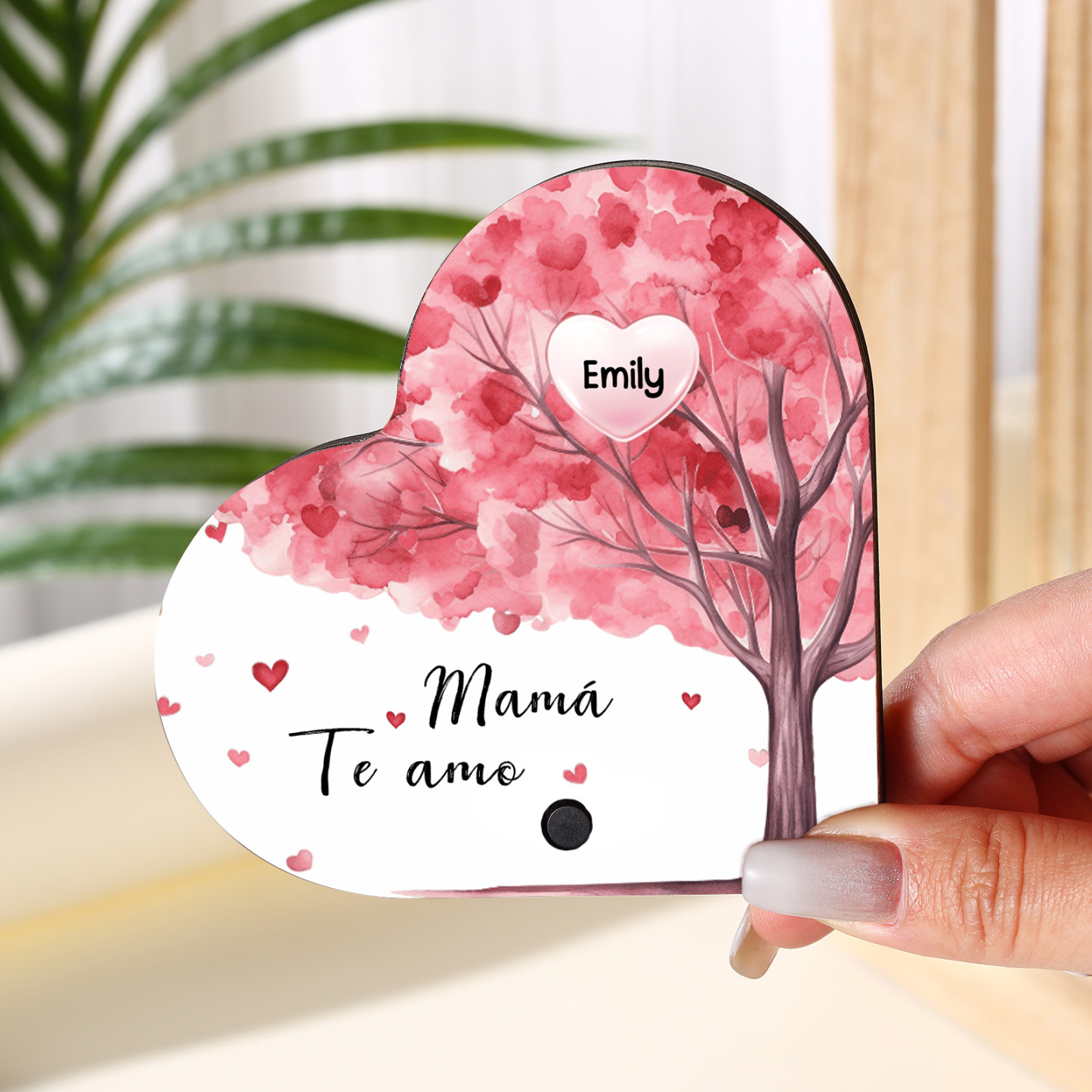 Herz Personalisiertes 1 Name & Text & Lied farbige Acryl Kühlschrankmagnet mit Musikfunktion & Stammbaum