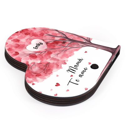 Herz Personalisiertes 1 Name & Text & Lied farbige Acryl Kühlschrankmagnet mit Musikfunktion & Stammbaum