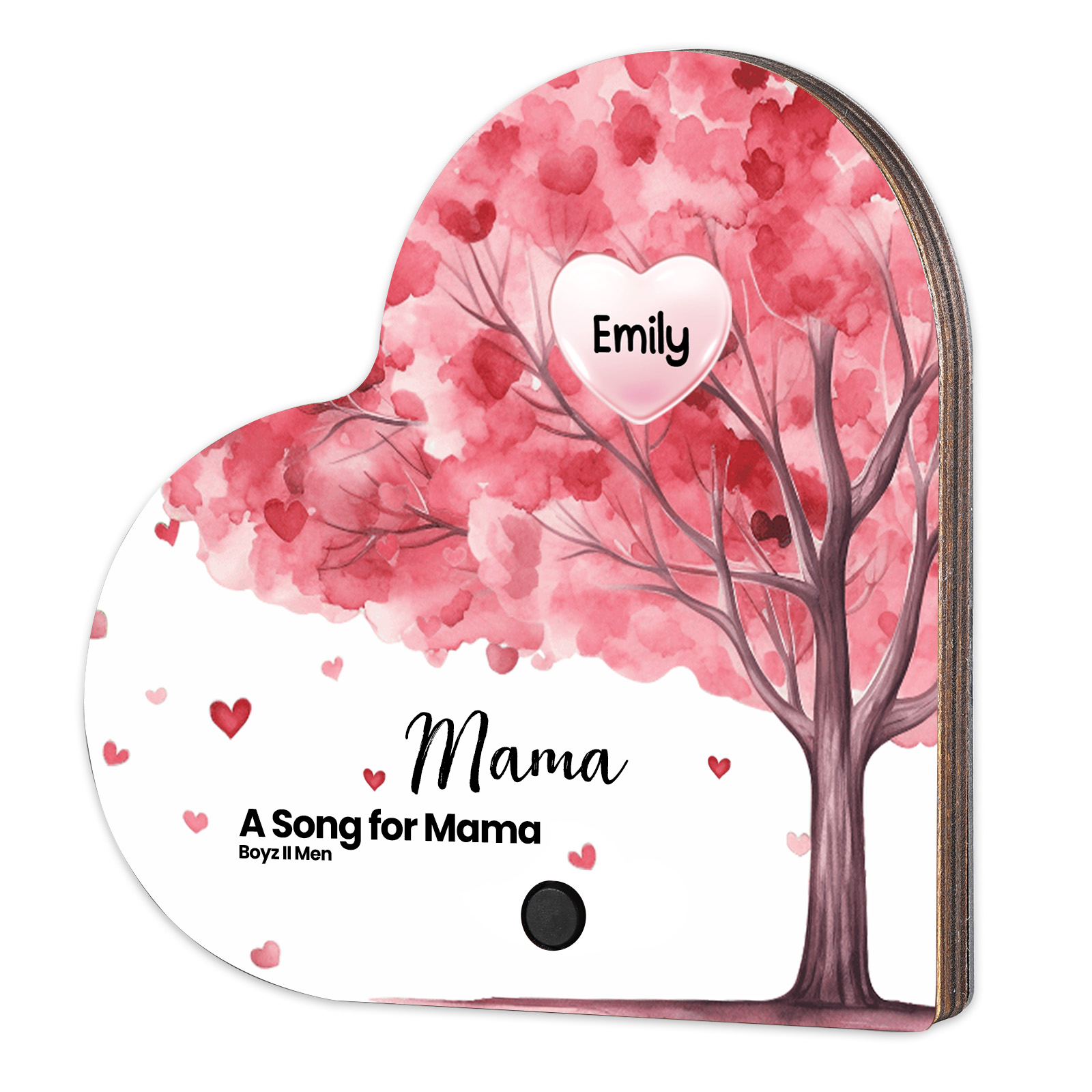 Herz Personalisiertes 1 Name & Text & Lied farbige Acryl Kühlschrankmagnet mit Musikfunktion & Stammbaum