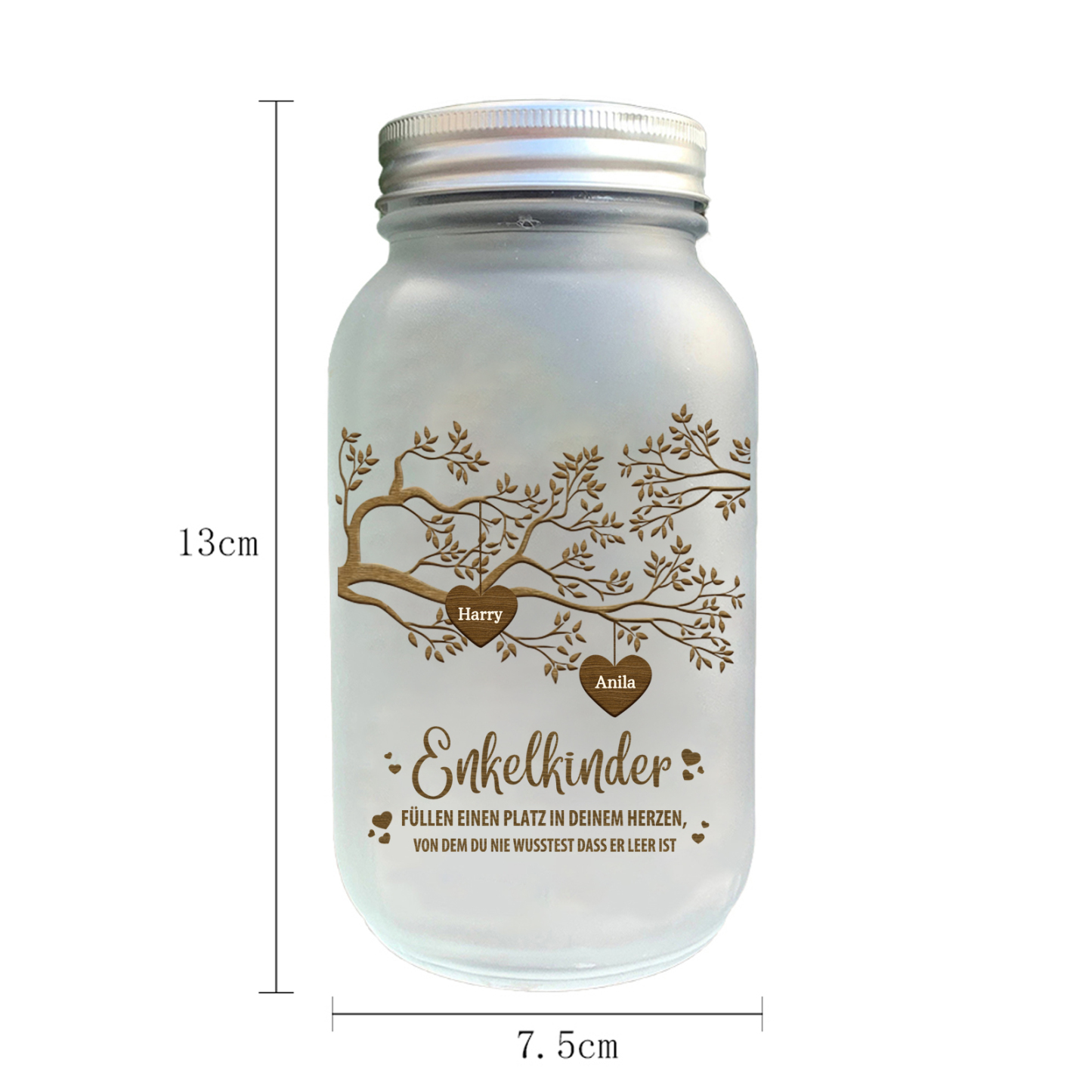 Personalisierte 2 Namen & 2 Texte Familienbaum Licht Glasflaschen-Enkelkinder für Oma/Opa/Mama/Papa