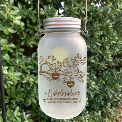 Personalisierte 2 Namen & 2 Texte Familienbaum Licht Glasflaschen-Enkelkinder für Oma/Opa/Mama/Papa