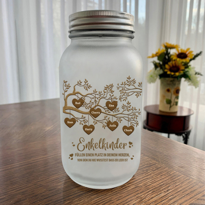 Personalisierte 7 Namen & 2 Texte Familienbaum Licht Glasflaschen-Enkelkinder für Oma/Opa/Mama/Papa