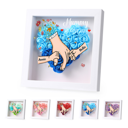 Mama Dichtetafelrahmen Deko-Personalisierbare 1-6 Namen - Hand in Hand - Blume Ornament für Mutter-Diese tolle Mama gehört zu....