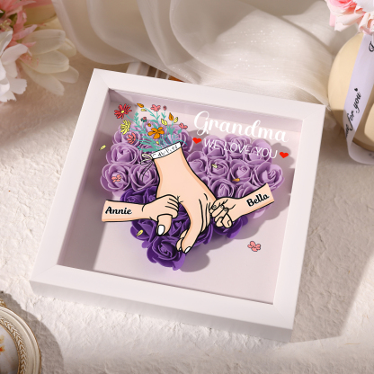 Mama Dichtetafelrahmen Deko-Personalisierbare 1-6 Namen - Hand in Hand - Blume Ornament für Mutter-Diese tolle Mama gehört zu....