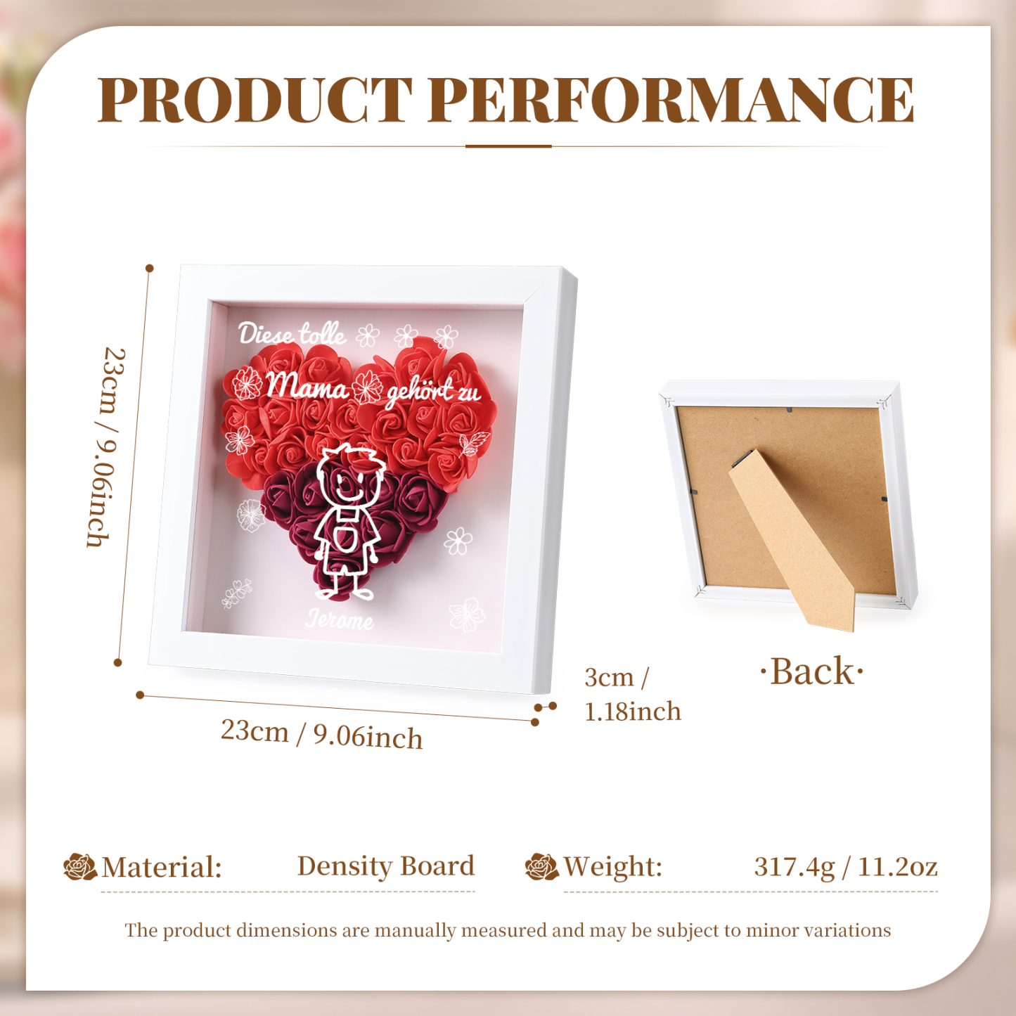 Mama Dichtetafelrahmen Deko-Personalisierbare 1 Name & Muster Blume Ornament für Mutter