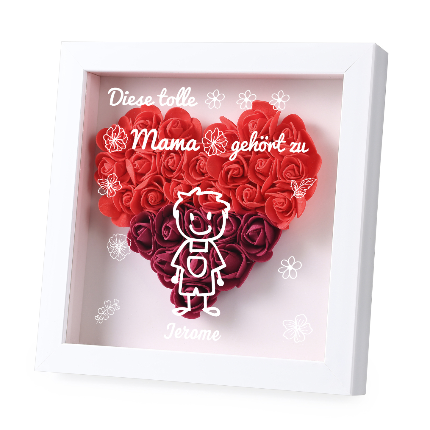 Mama Dichtetafelrahmen Deko-Personalisierbare 1 Name & Muster Blume Ornament für Mutter