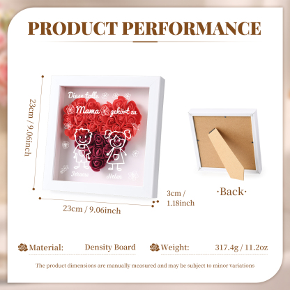 Mama Dichtetafelrahmen Deko-Personalisierbare 2 Namen & Muster Blume Ornament für Mutter-Diese tolle Mama gehört zu....