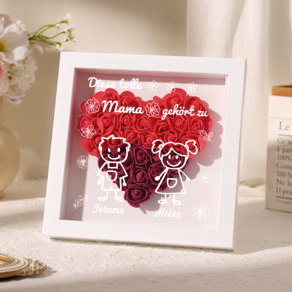 Mama Dichtetafelrahmen Deko-Personalisierbare 2 Namen & Muster Blume Ornament für Mutter-Diese tolle Mama gehört zu....