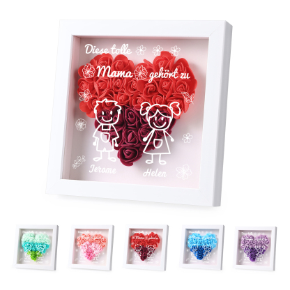 Mama Dichtetafelrahmen Deko-Personalisierbare 2 Namen & Muster Blume Ornament für Mutter-Diese tolle Mama gehört zu....