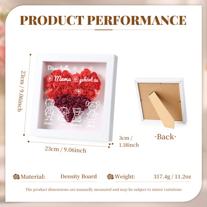 Mama Dichtetafelrahmen Deko-Personalisierbare 4 Namen & Muster Blume Ornament für Mutter-Diese tolle Mama gehört zu....