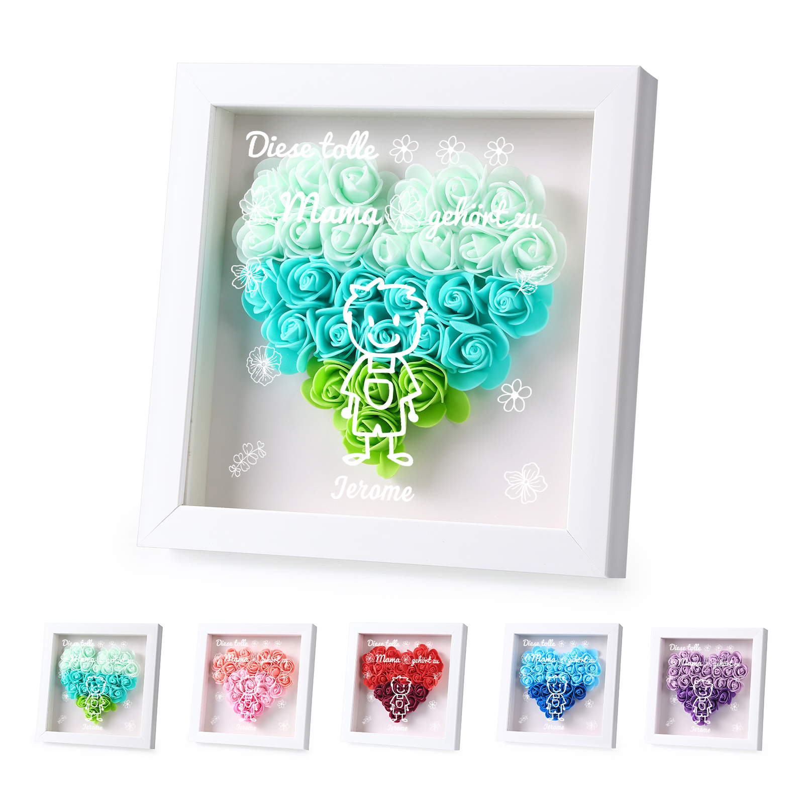 Mama Dichtetafelrahmen Deko-Personalisierbare 1 Name & Muster Blume Ornament für Mutter