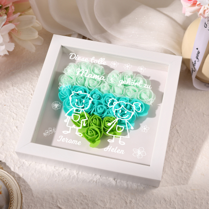Mama Dichtetafelrahmen Deko-Personalisierbare 2 Namen & Muster Blume Ornament für Mutter-Diese tolle Mama gehört zu....