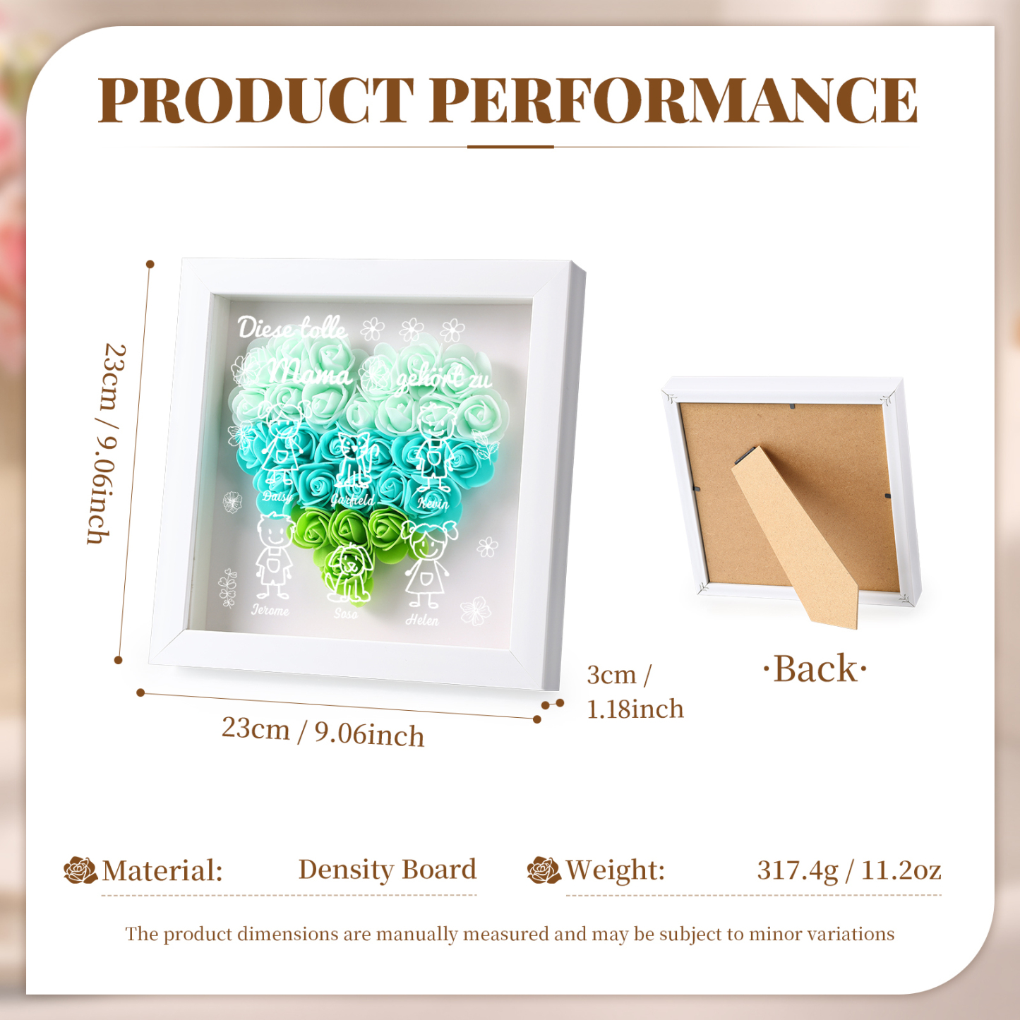 Mama Dichtetafelrahmen Deko-Personalisierbare 6 Namen & Muster Blume Ornament für Mutter-Diese tolle Mama gehört zu....