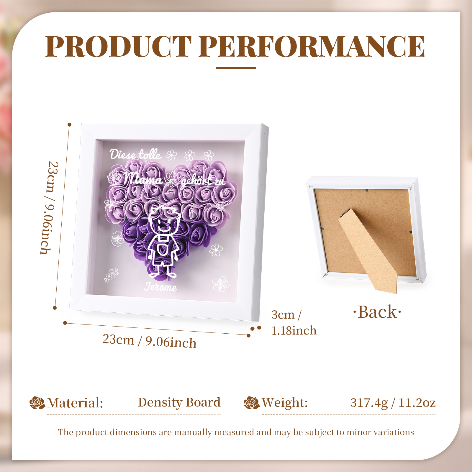 Mama Dichtetafelrahmen Deko-Personalisierbare 1 Name & Muster Blume Ornament für Mutter