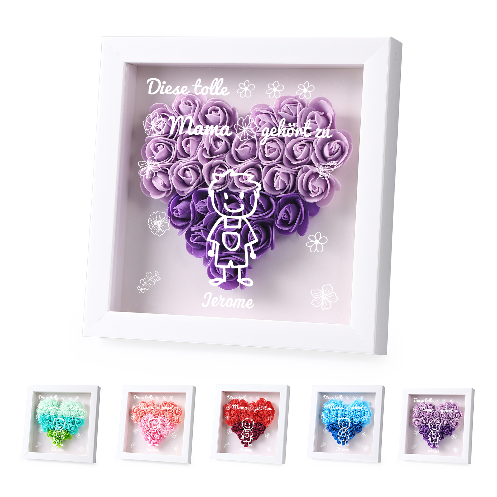 Mama Dichtetafelrahmen Deko-Personalisierbare 1 Name & Muster Blume Ornament für Mutter