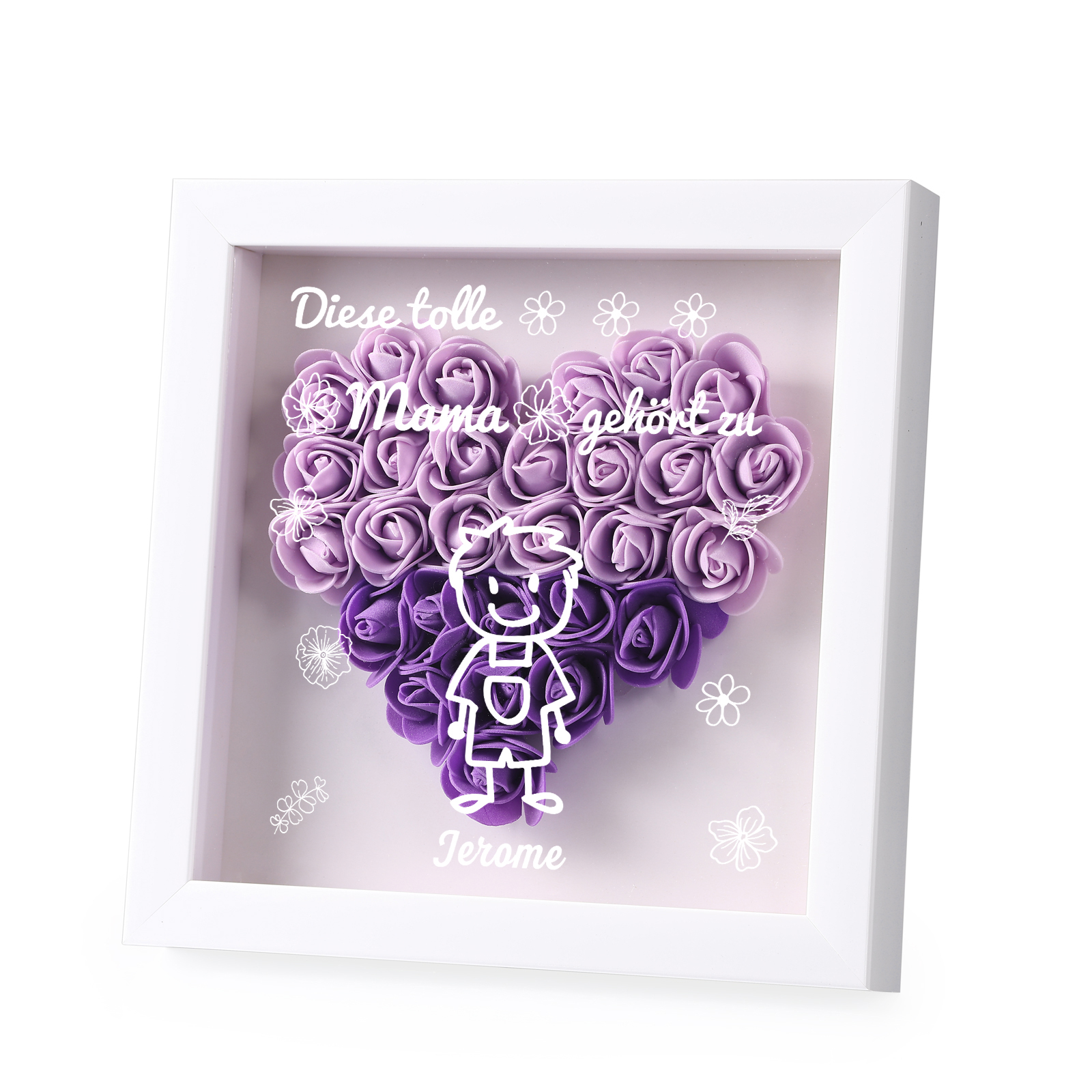 Mama Dichtetafelrahmen Deko-Personalisierbare 1 Name & Muster Blume Ornament für Mutter