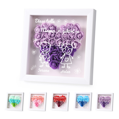 Mama Dichtetafelrahmen Deko-Personalisierbare 2 Namen & Muster Blume Ornament für Mutter-Diese tolle Mama gehört zu....