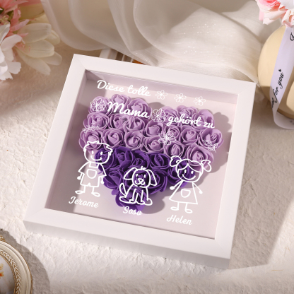 Mama Dichtetafelrahmen Deko-Personalisierbare 3 Namen & Muster Blume Ornament für Mutter-Diese tolle Mama gehört zu....