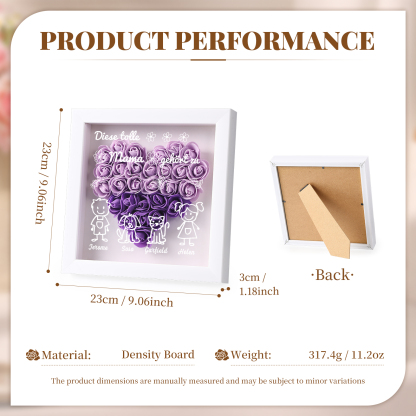 Mama Dichtetafelrahmen Deko-Personalisierbare 4 Namen & Muster Blume Ornament für Mutter-Diese tolle Mama gehört zu....