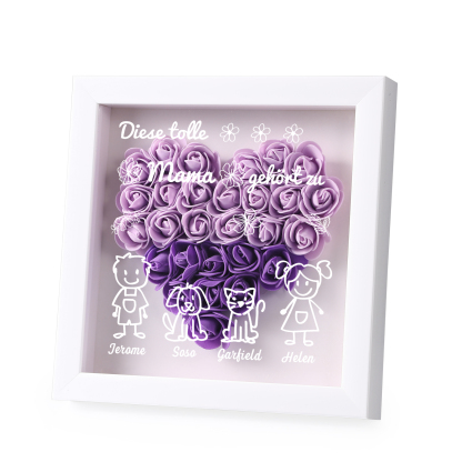 Mama Dichtetafelrahmen Deko-Personalisierbare 4 Namen & Muster Blume Ornament für Mutter-Diese tolle Mama gehört zu....