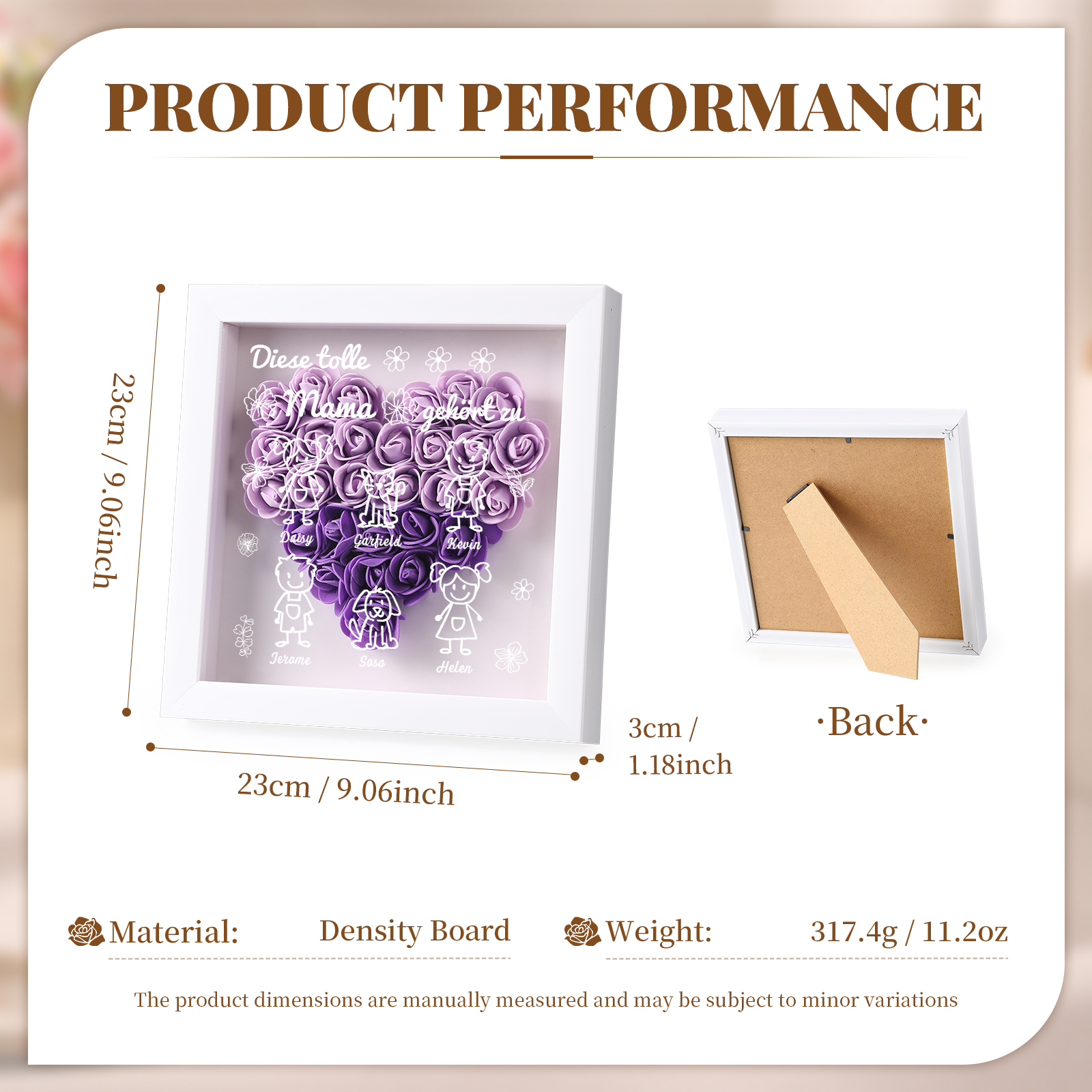 Mama Dichtetafelrahmen Deko-Personalisierbare 6 Namen & Muster Blume Ornament für Mutter-Diese tolle Mama gehört zu....