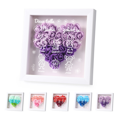 Mama Dichtetafelrahmen Deko-Personalisierbare 6 Namen & Muster Blume Ornament für Mutter-Diese tolle Mama gehört zu....
