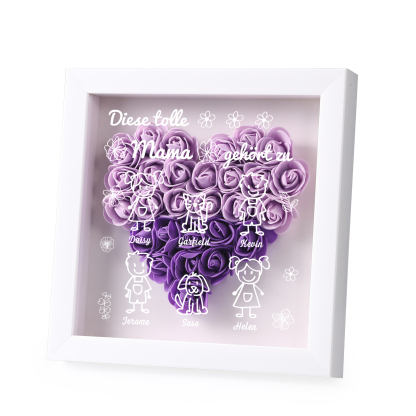 Mama Dichtetafelrahmen Deko-Personalisierbare 6 Namen & Muster Blume Ornament für Mutter-Diese tolle Mama gehört zu....
