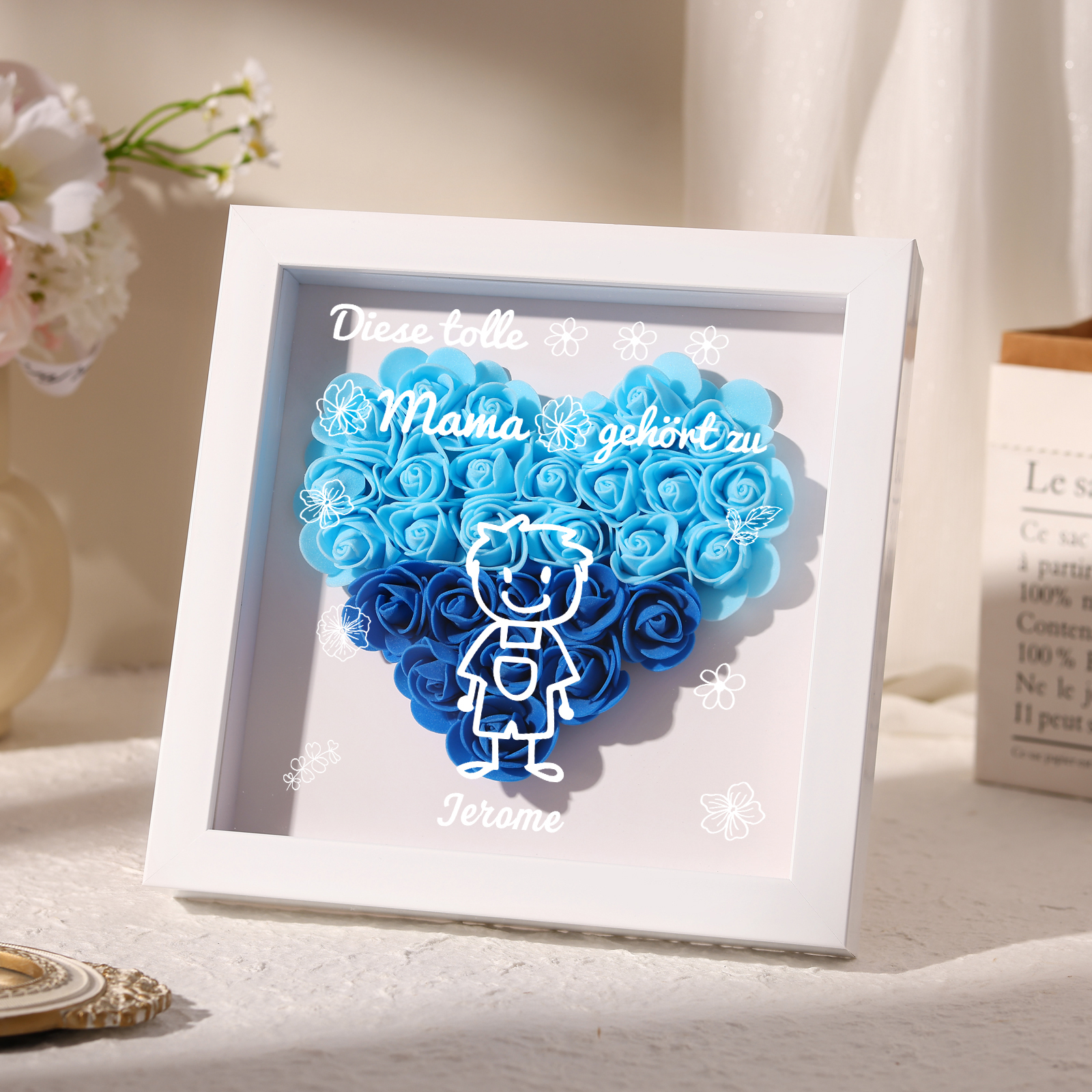 Mama Dichtetafelrahmen Deko-Personalisierbare 1 Name & Muster Blume Ornament für Mutter
