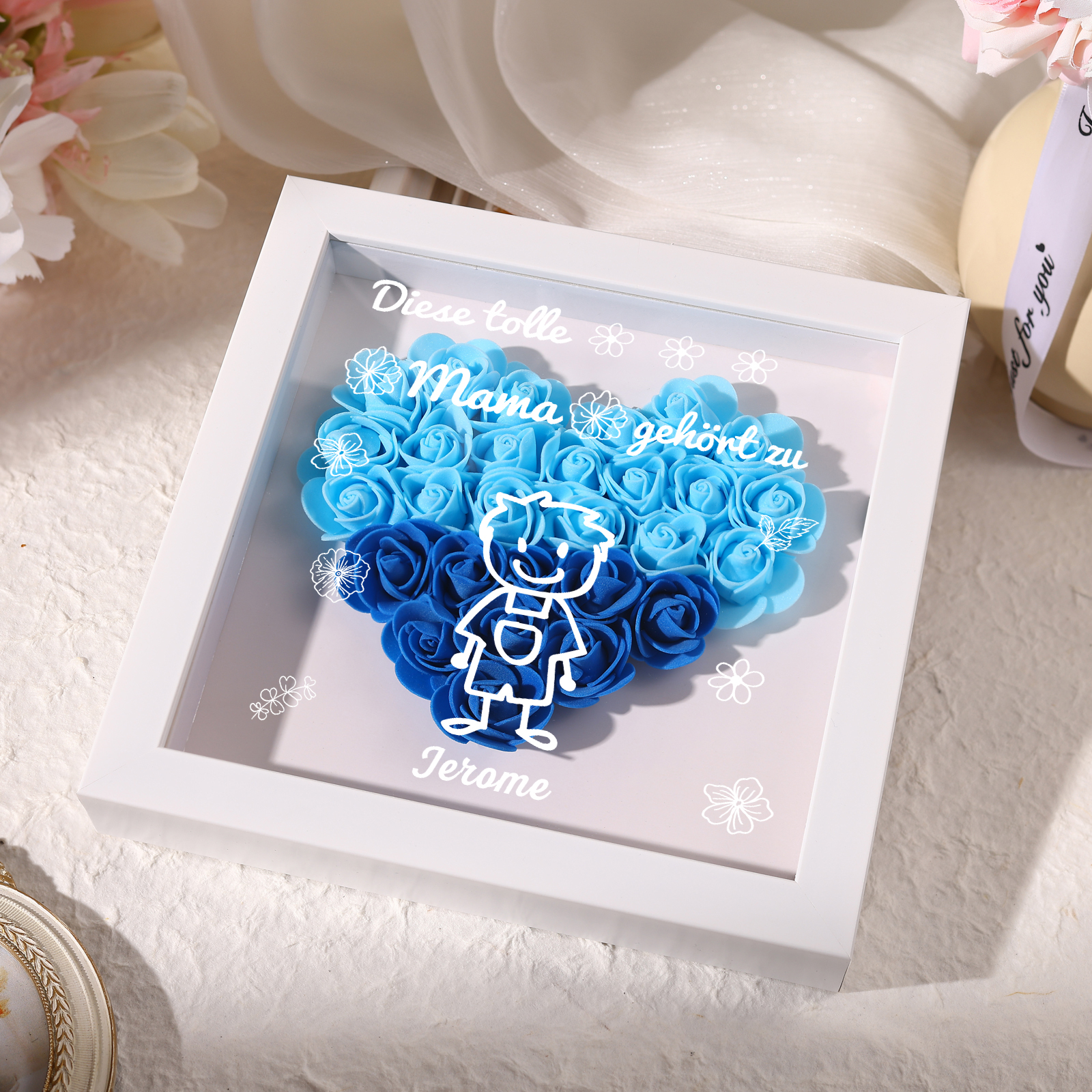 Mama Dichtetafelrahmen Deko-Personalisierbare 1 Name & Muster Blume Ornament für Mutter