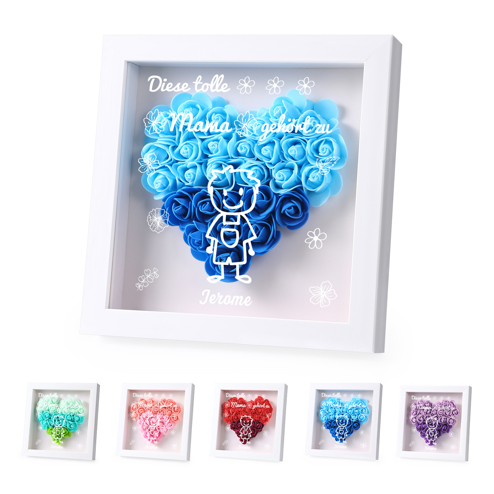 Mama Dichtetafelrahmen Deko-Personalisierbare 1 Name & Muster Blume Ornament für Mutter