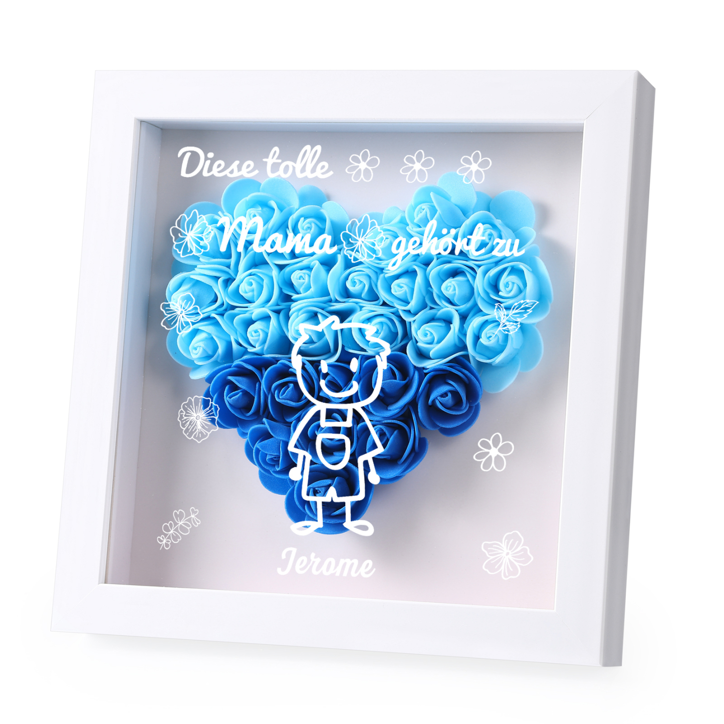 Mama Dichtetafelrahmen Deko-Personalisierbare 1 Name & Muster Blume Ornament für Mutter