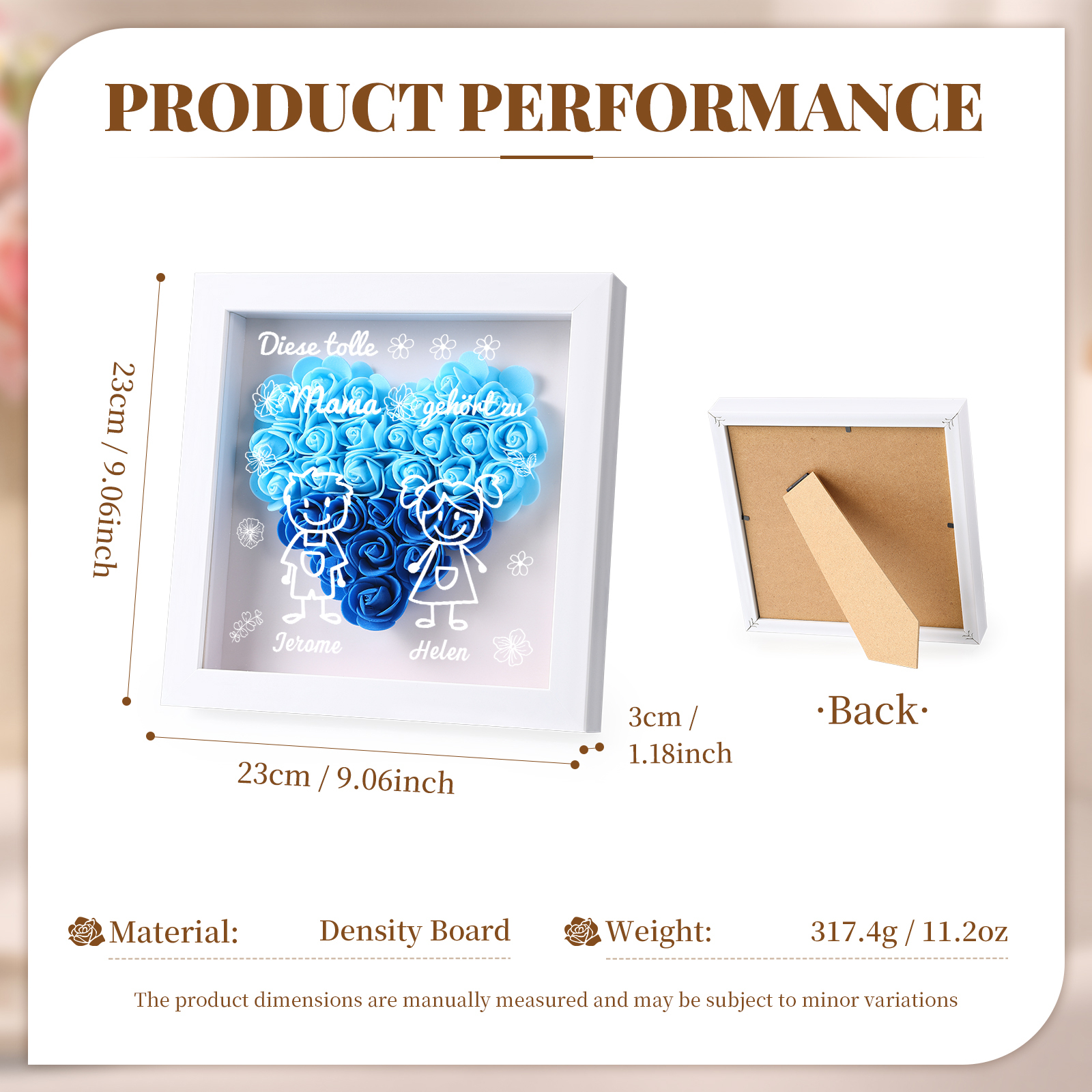 Mama Dichtetafelrahmen Deko-Personalisierbare 2 Namen & Muster Blume Ornament für Mutter-Diese tolle Mama gehört zu....