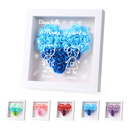 Mama Dichtetafelrahmen Deko-Personalisierbare 2 Namen & Muster Blume Ornament für Mutter-Diese tolle Mama gehört zu....