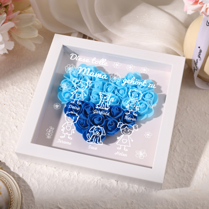 Mama Dichtetafelrahmen Deko-Personalisierbare 6 Namen & Muster Blume Ornament für Mutter-Diese tolle Mama gehört zu....